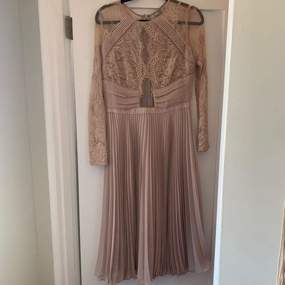 ASOS dress sheer floral rose gold